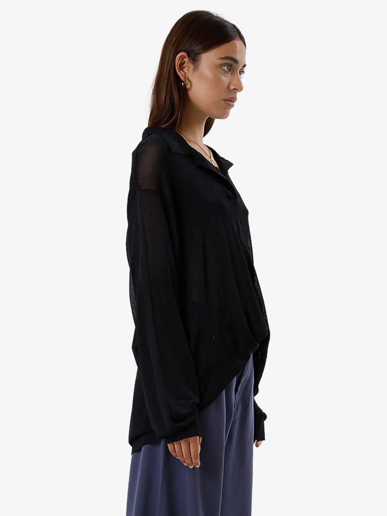 Anais Knit Polo - Black