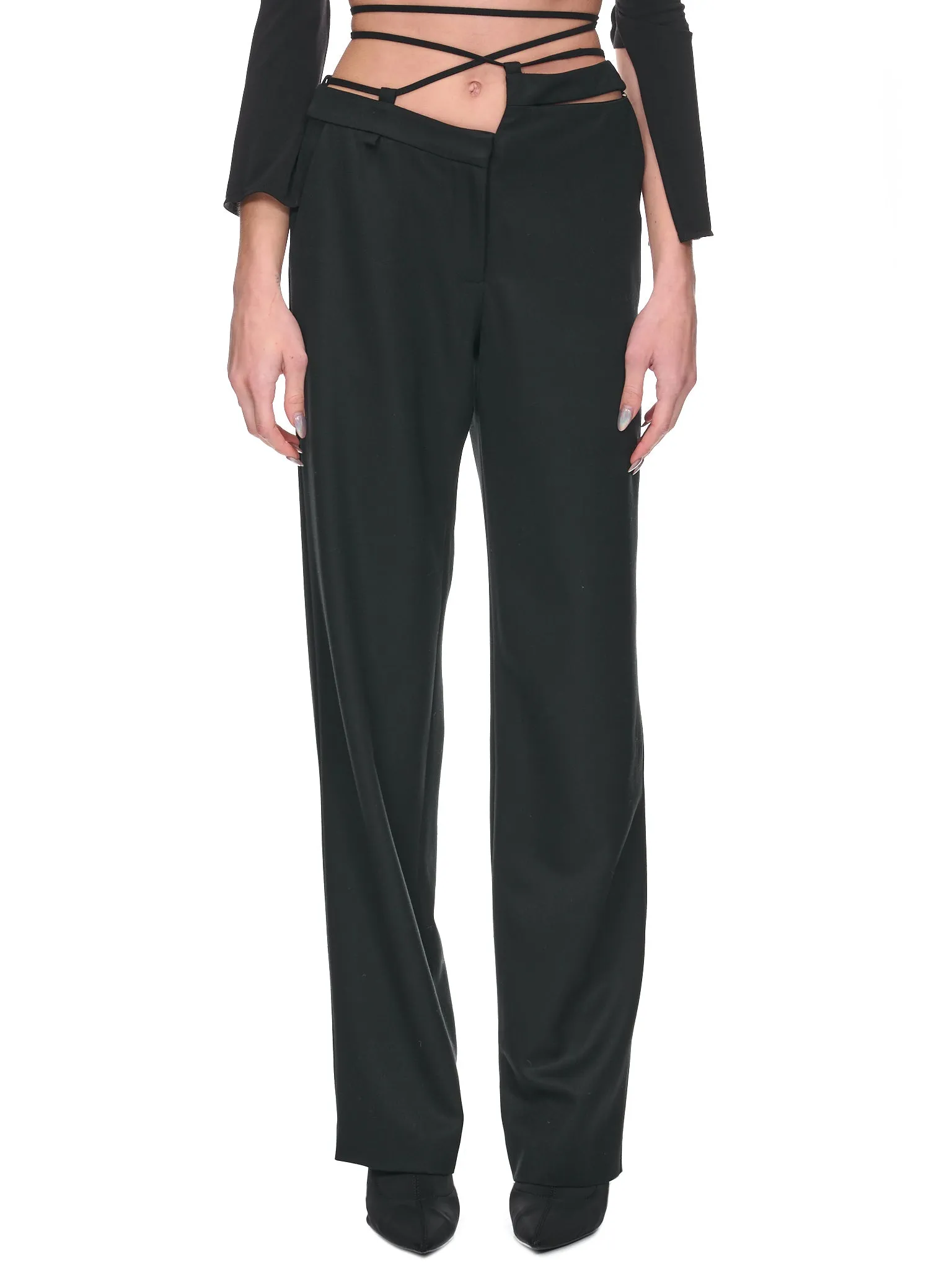 Asymmetric Tailored Trousers (P003-BLACK)