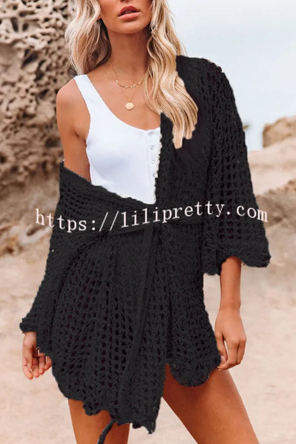 Beach Walk Open Front Belt Knit Cardigan