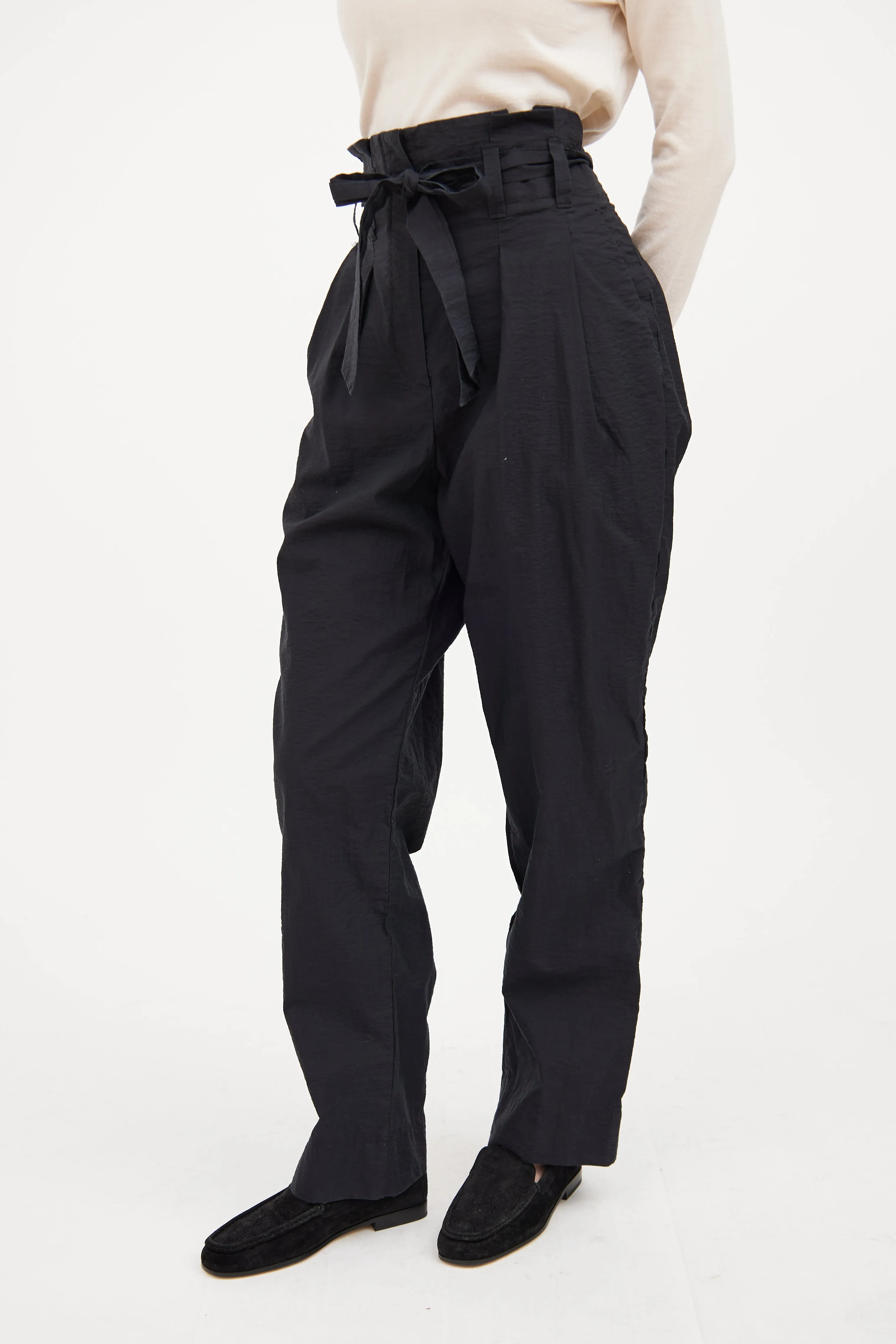 Black Paperbag Waist Pant