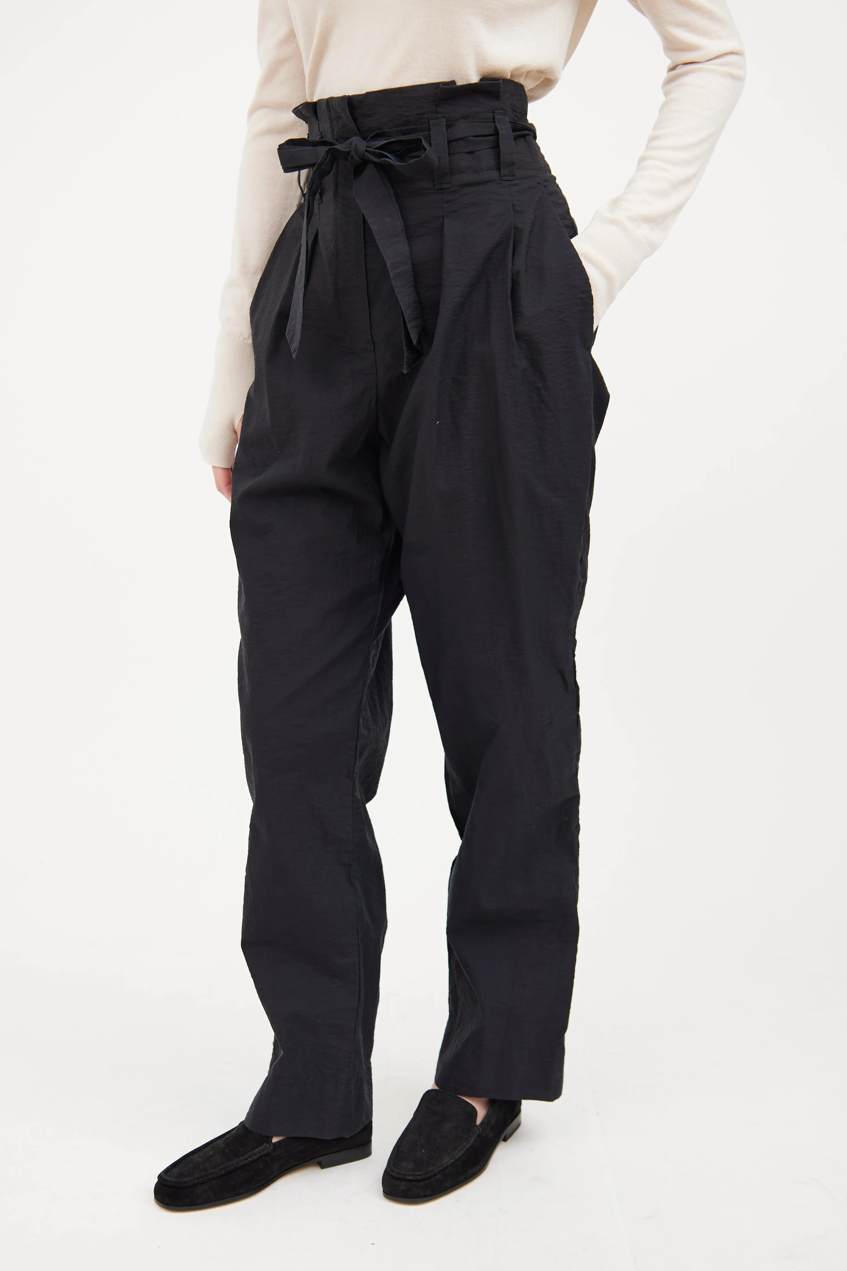 Black Paperbag Waist Pant