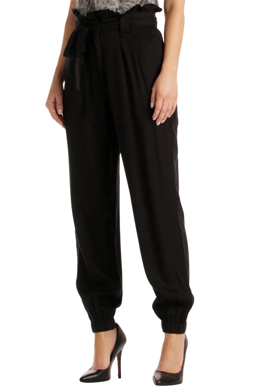 Black Paperbag Waist Pants