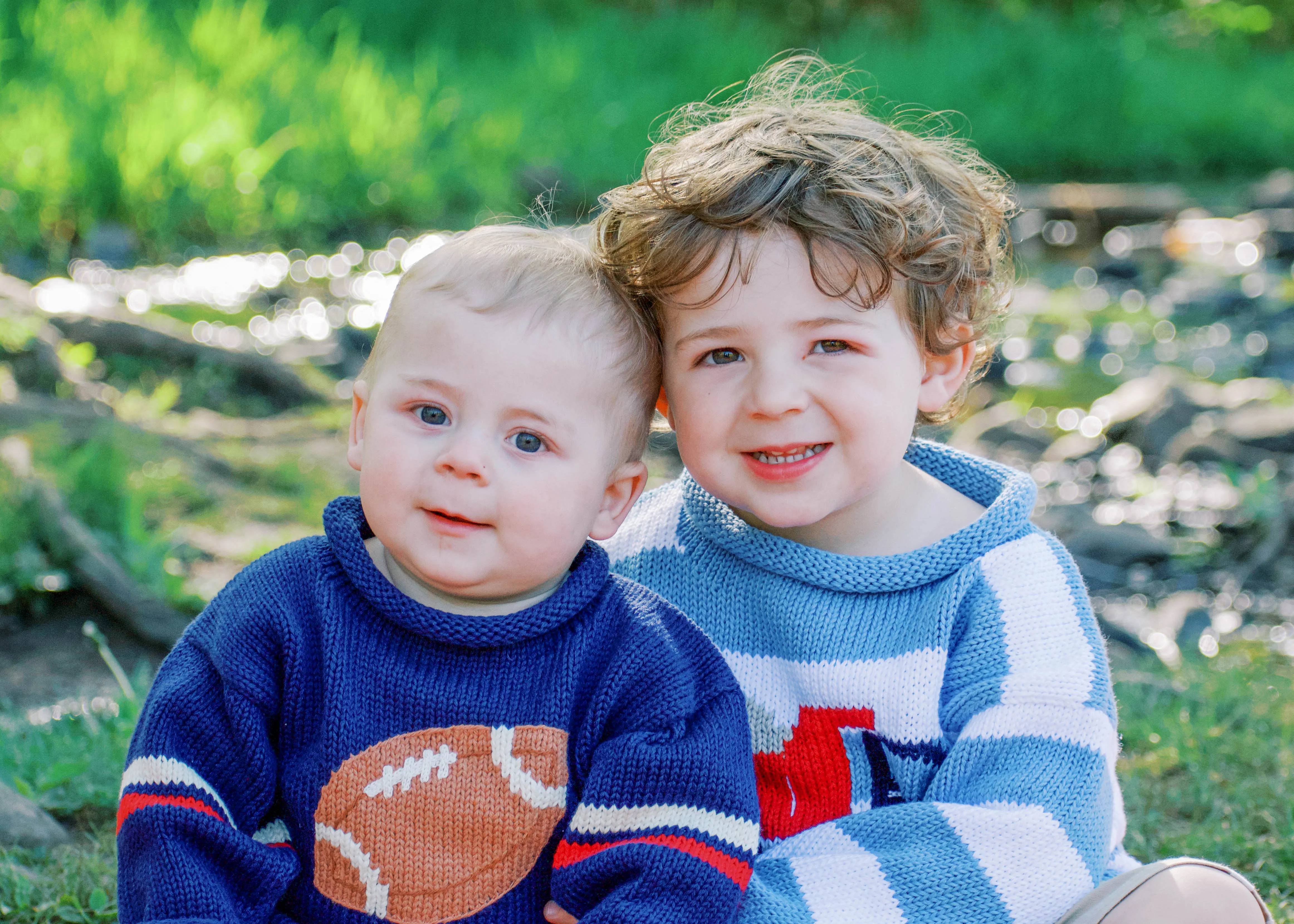 Blue Stripe Dump Truck Roll Neck Sweater