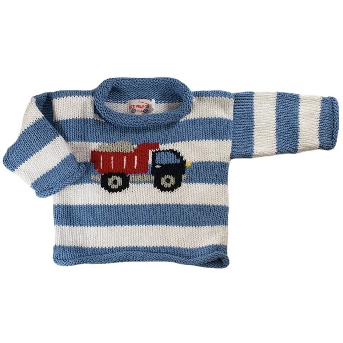 Blue Stripe Dump Truck Roll Neck Sweater