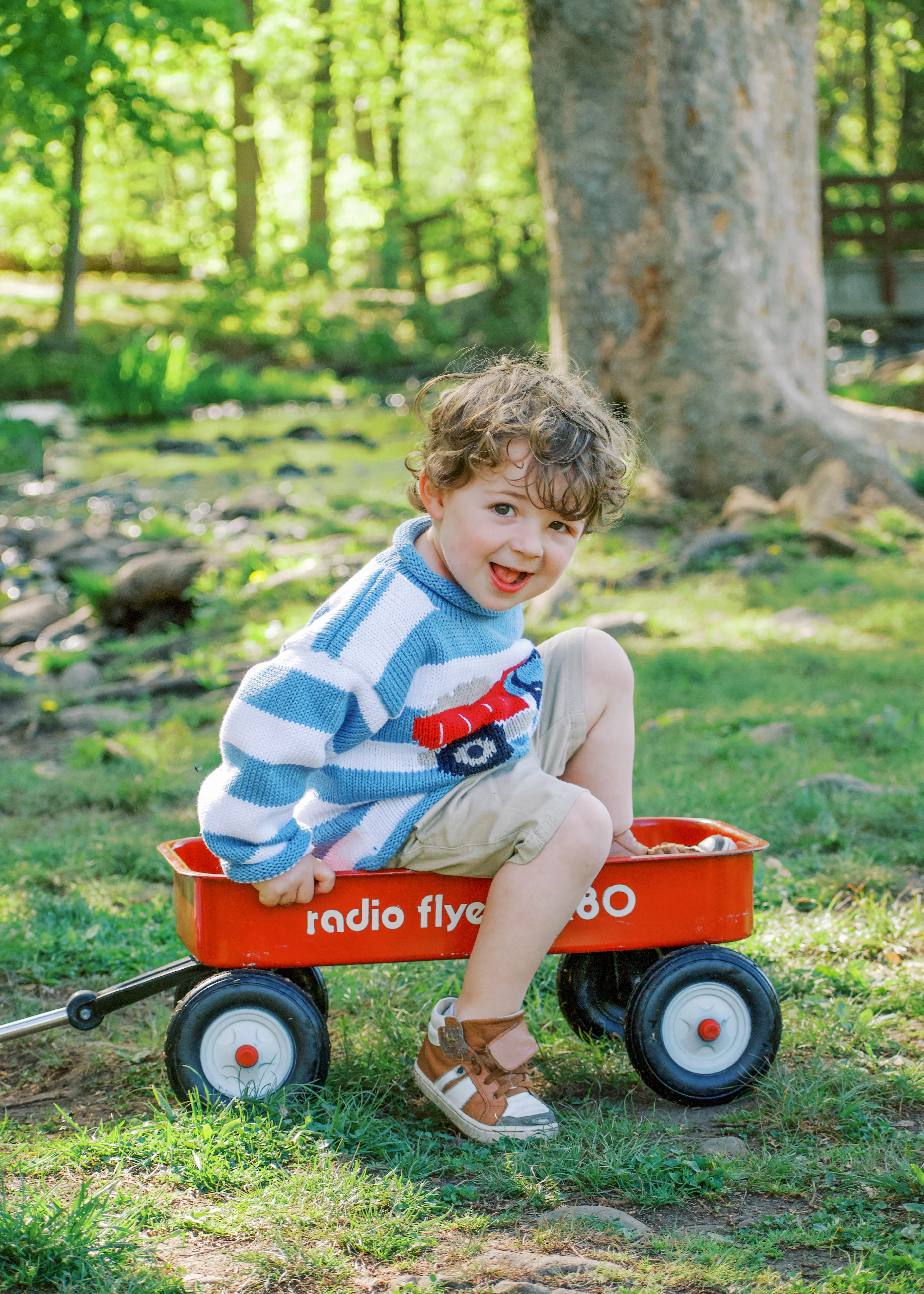 Blue Stripe Dump Truck Roll Neck Sweater