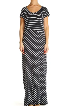 Blue Striped Classic Column Dress