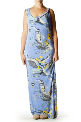 Blue Yellow Paisley Maxi Dress