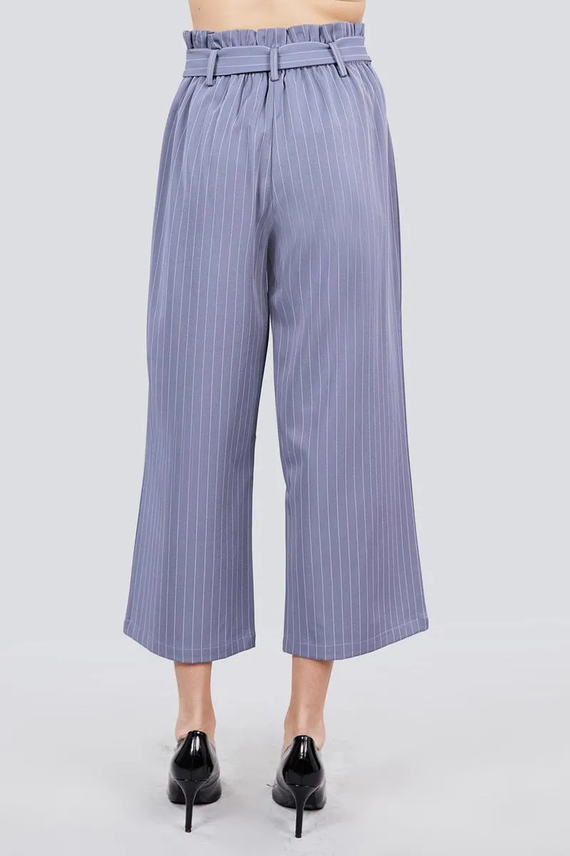 Button Down Paperbag Cullote Stripe Pants