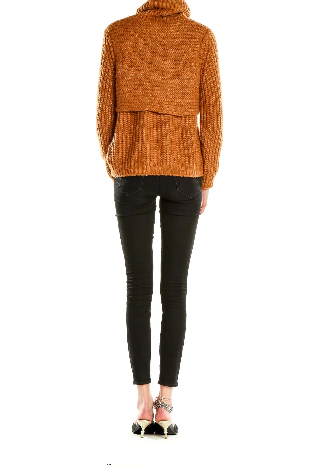 Camel Chunky Knit Turtleneck Sweater