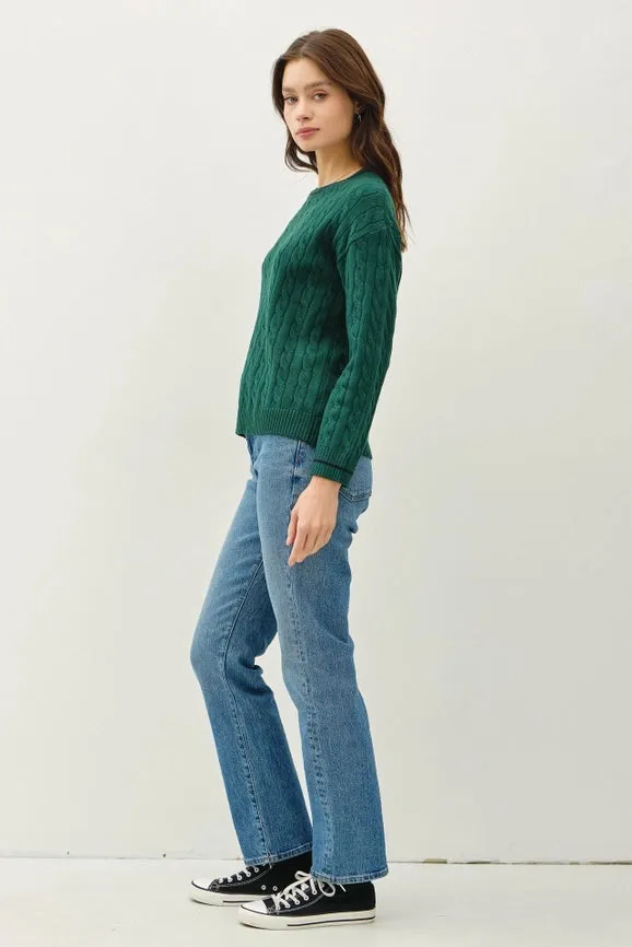 Chunky Cable Knit Pullover Sweater HUNTER