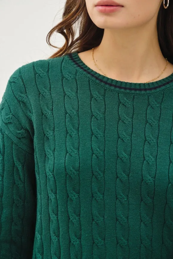 Chunky Cable Knit Pullover Sweater HUNTER