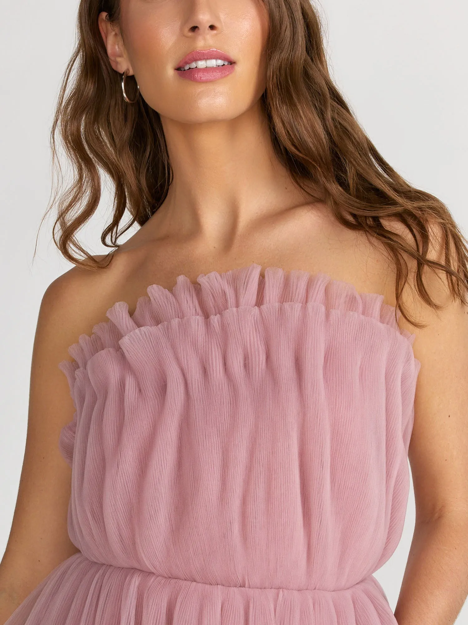 English Factory Strapless Tulle Peplum Top - Brands We Love