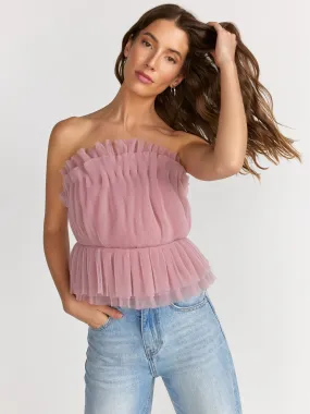 English Factory Strapless Tulle Peplum Top - Brands We Love