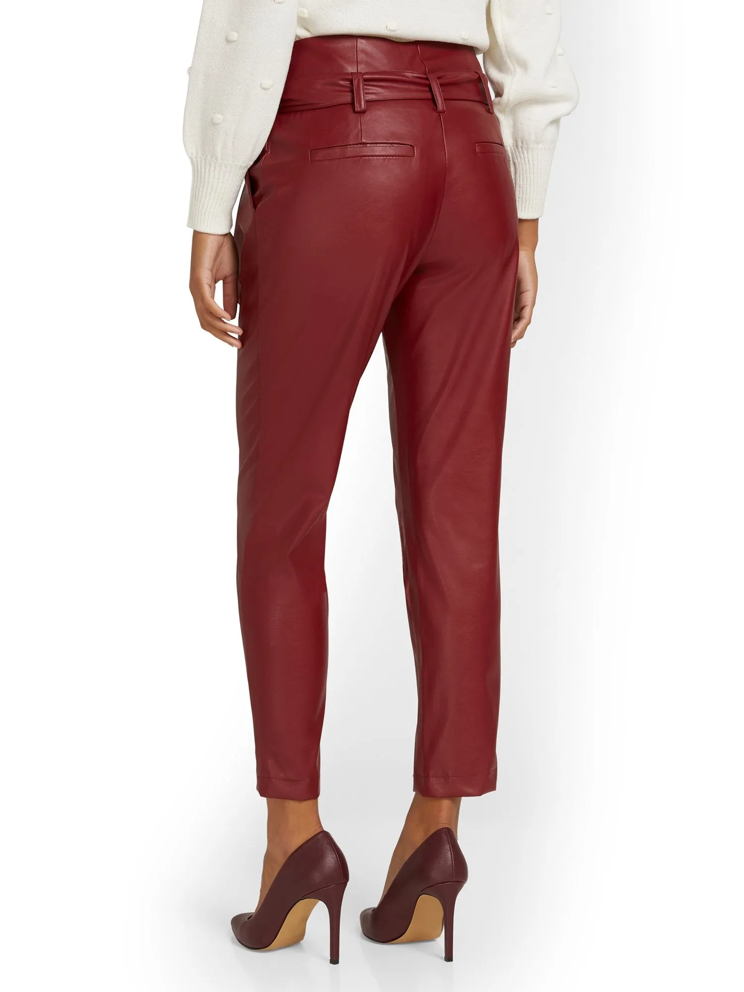 Faux-Leather Madie Paperbag Ankle Pant