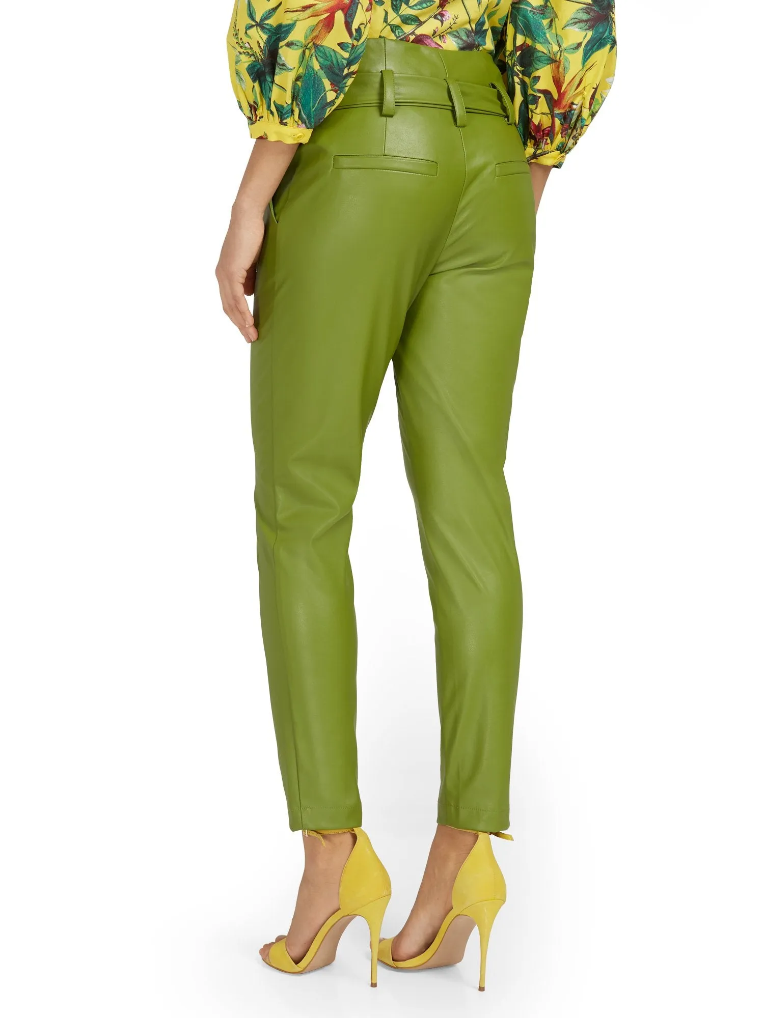 Faux-Leather Madie Paperbag Ankle Pant