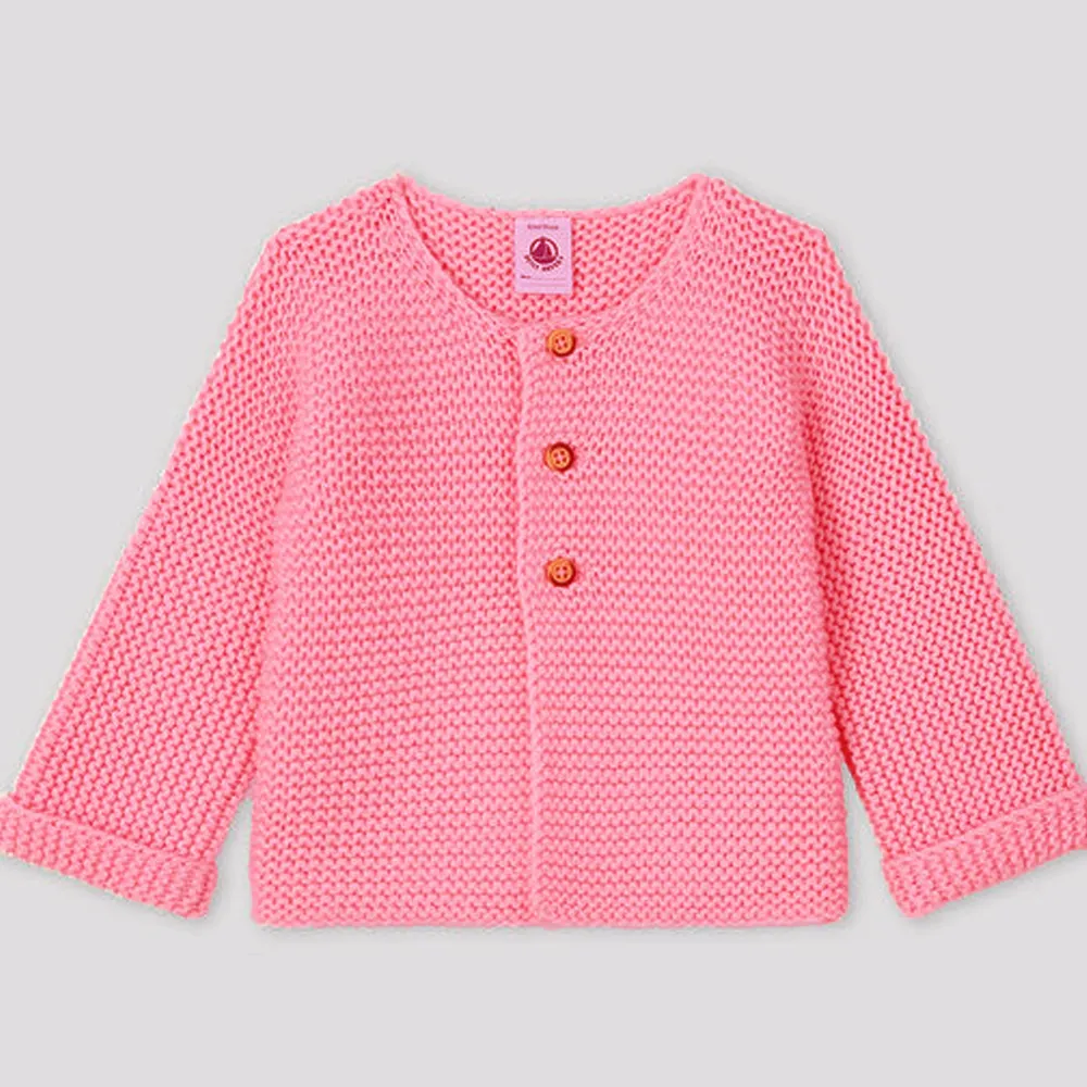 FF Thick Knit Neckless Dark Pink Cardigan 7840