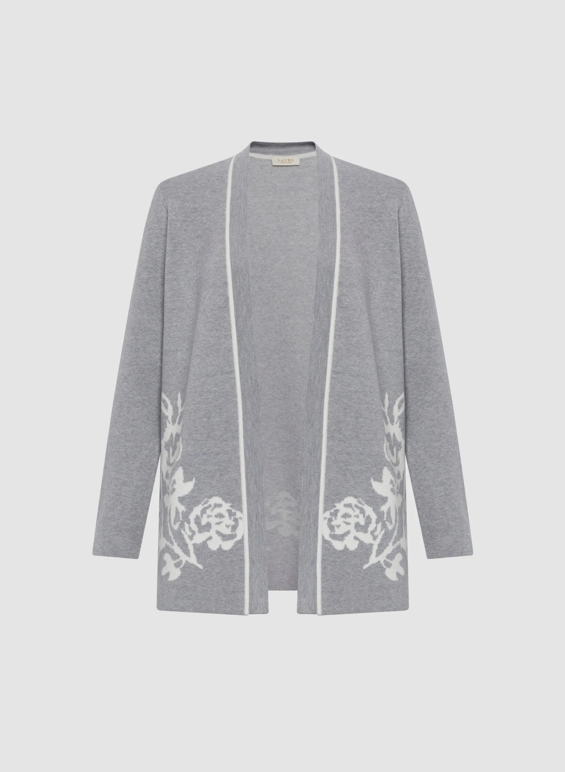 Floral Pattern Open Front Cardigan