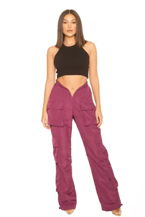 Front Split Cargo Pants Purple