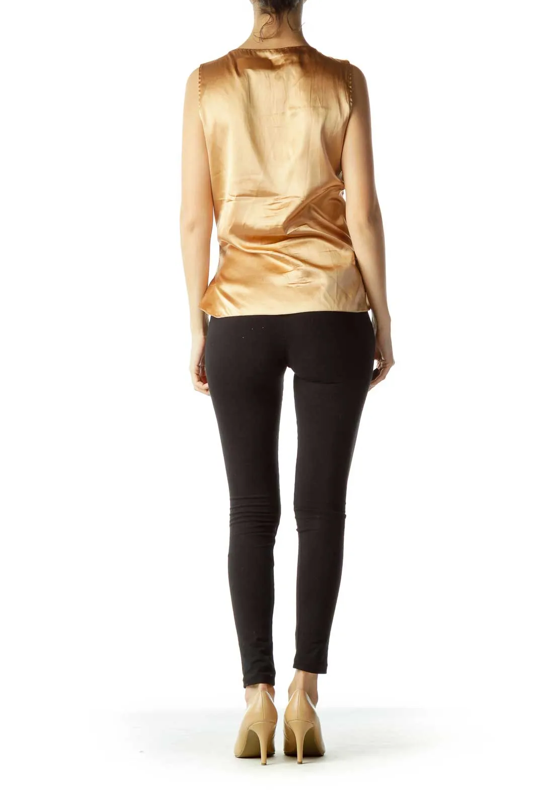 Gold Sleeveless Wrap Blouse