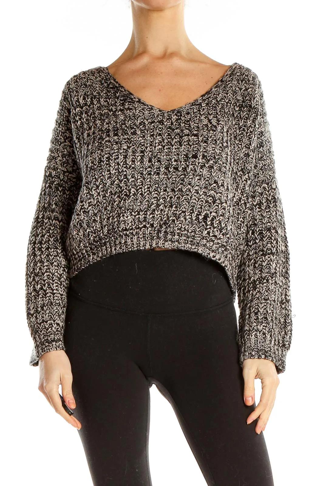 Gray Chunky Knit Cropped Sweater