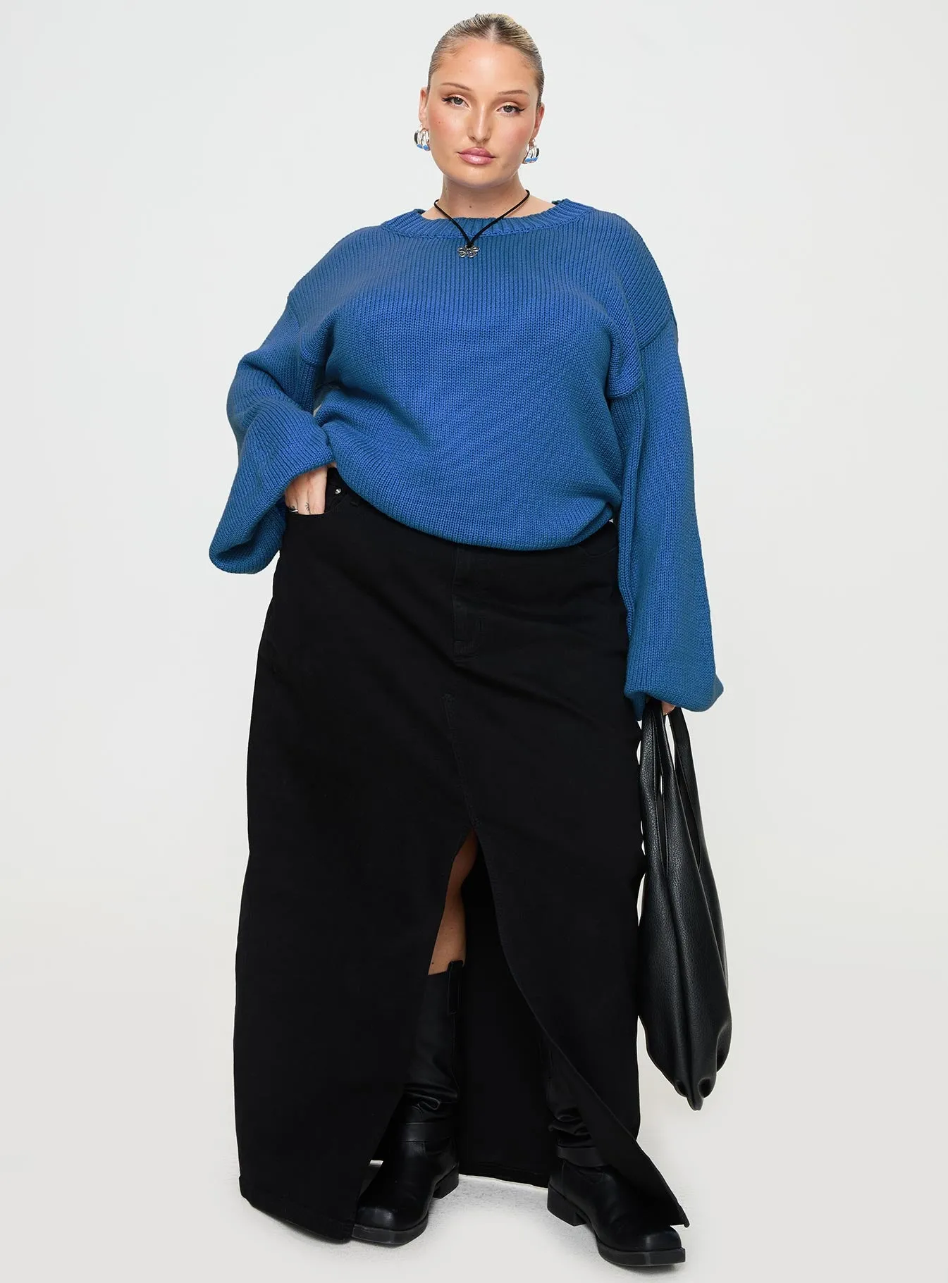 Harmony Knit Sweater Blue Curve