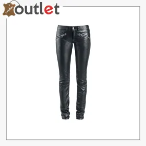 High-rise flared leather pants