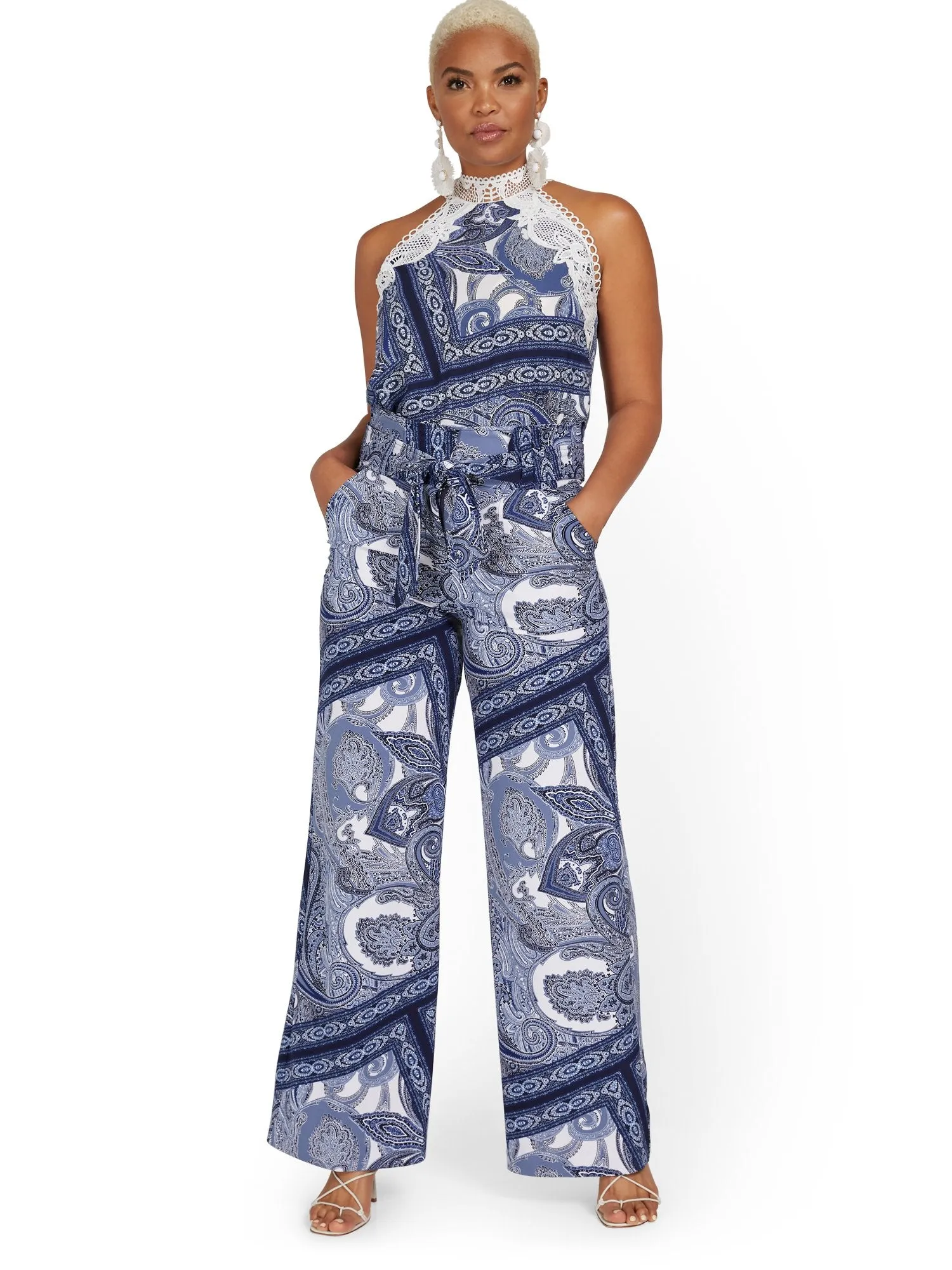 High-Waisted Paperbag Wide-Leg Pant