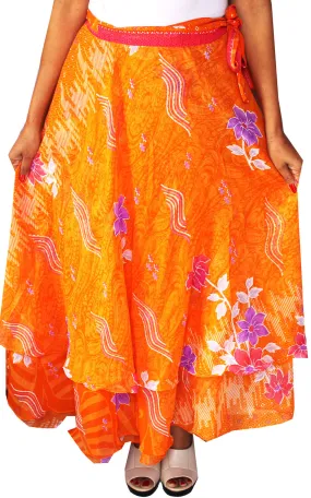 Indian Skirts Wrap Around Womens India Clothing (Orange)