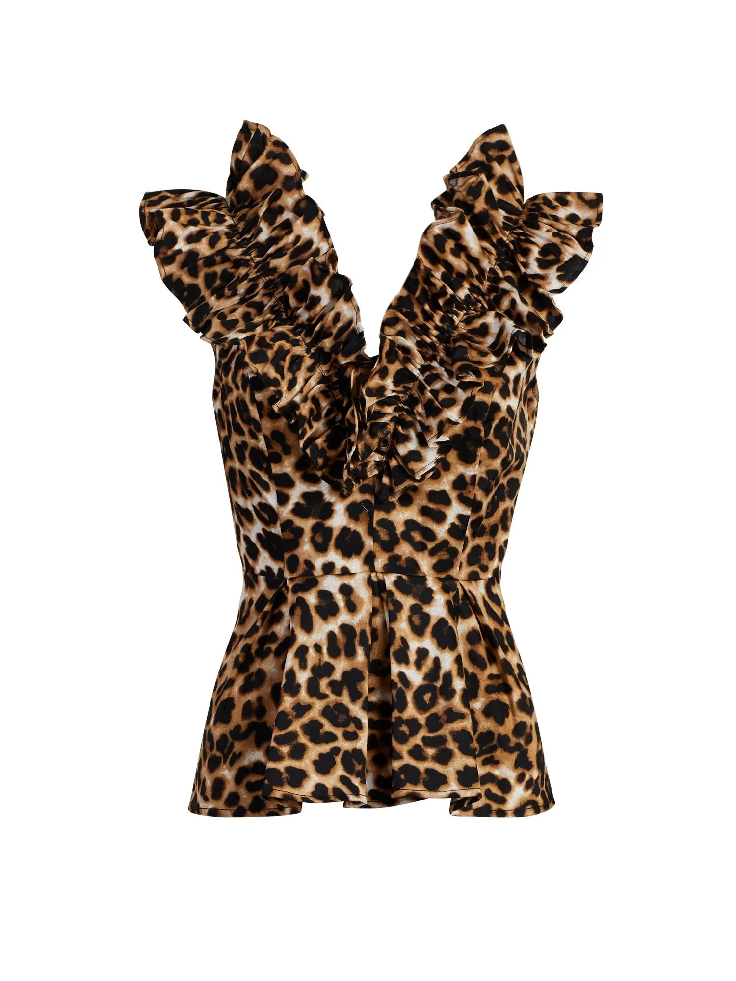 Leopard-Print Ruffle Peplum Top