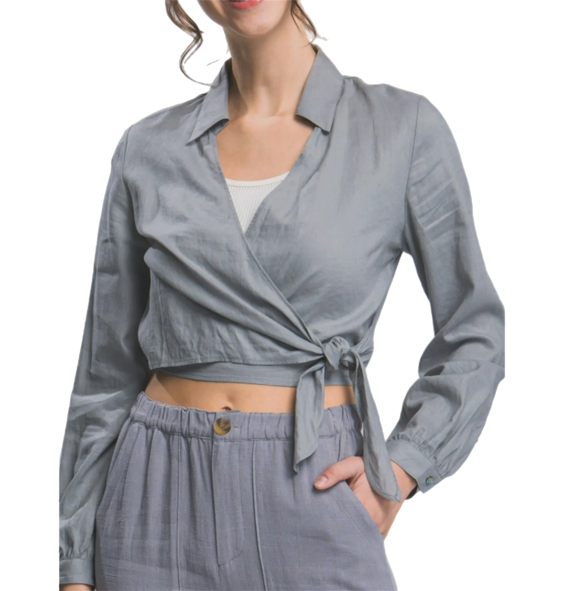 Linen Wrap Top