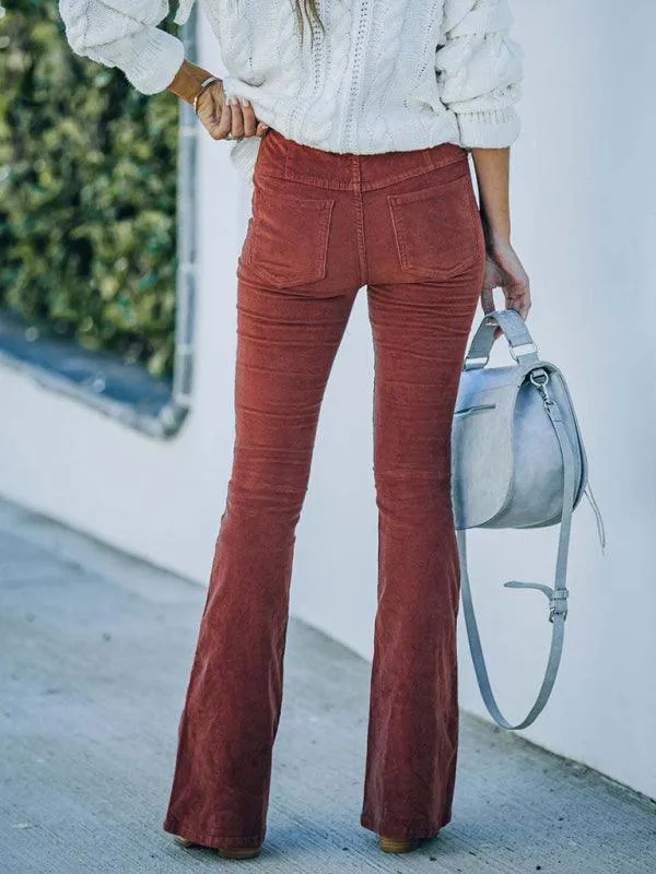 Loose Corduroy Flared Women's Pants