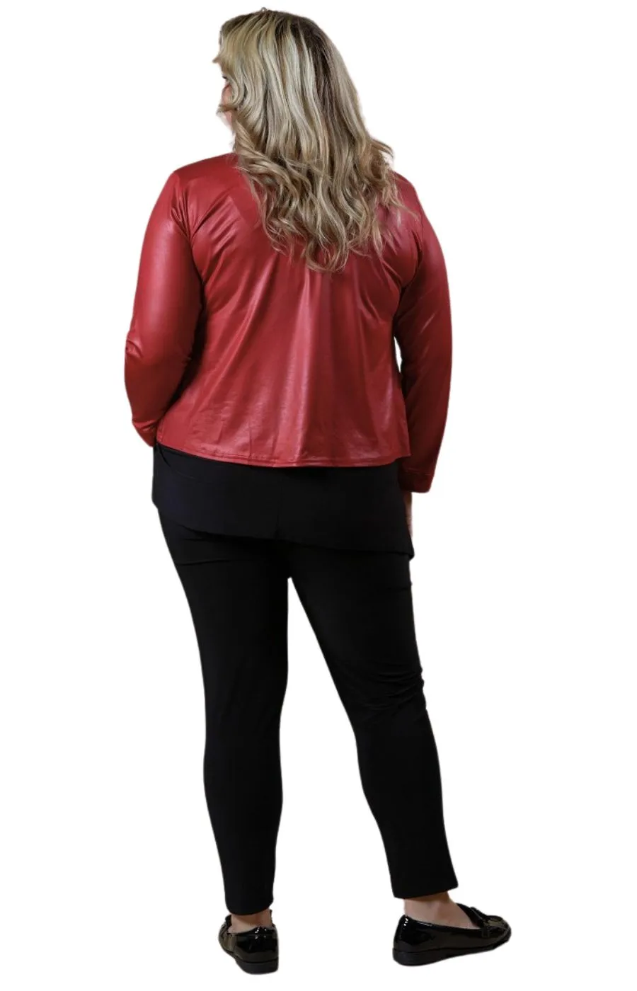 Magna Leather Look Jacket in Red