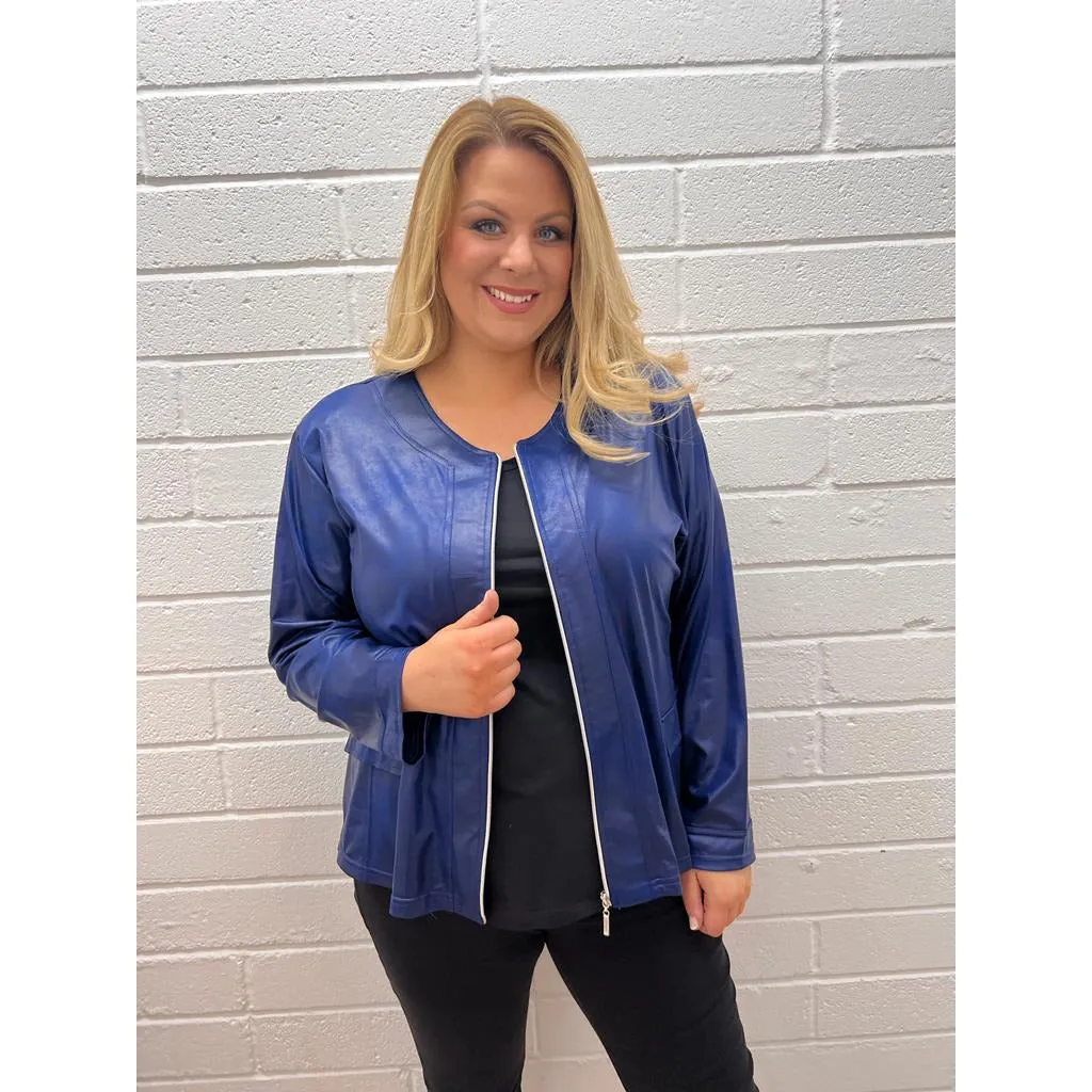 Magna Leather Look Jacket in Royal Blue