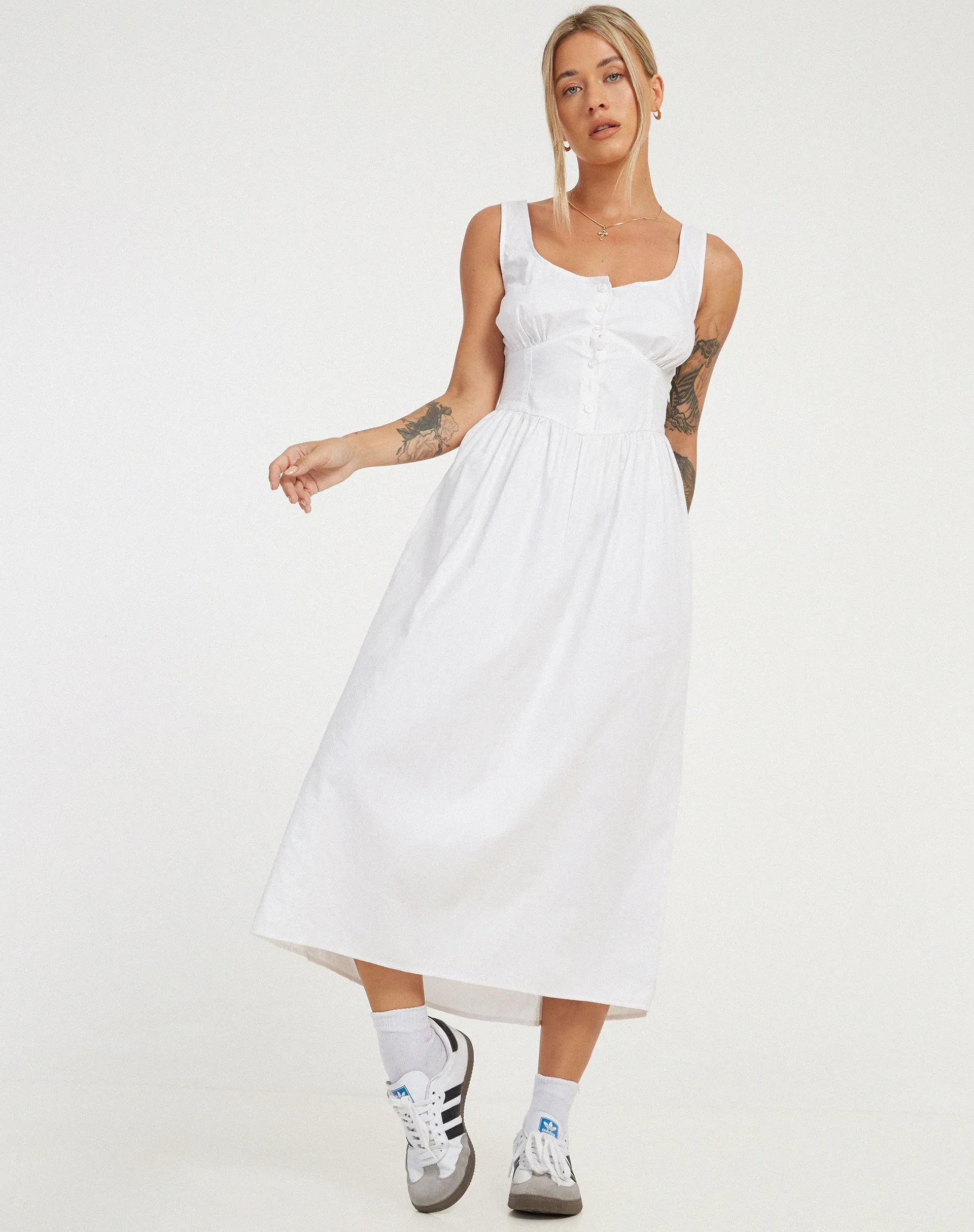 Melrose Midi Dress in White