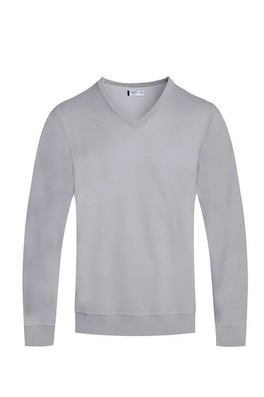 Mens Solid Color V-Neck Sweaters