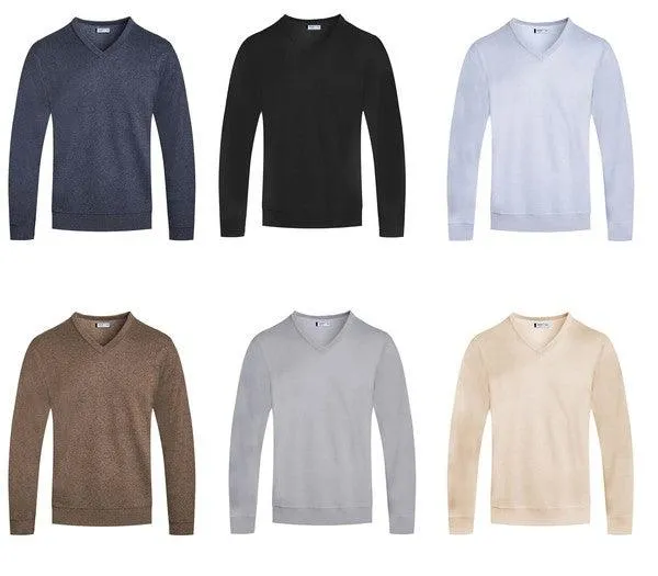 Mens Solid Color V-Neck Sweaters