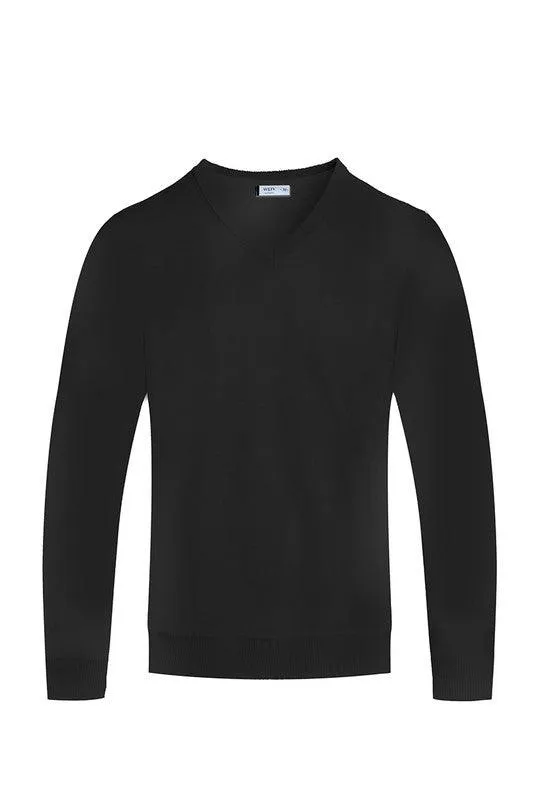 Mens Solid Color V-Neck Sweaters