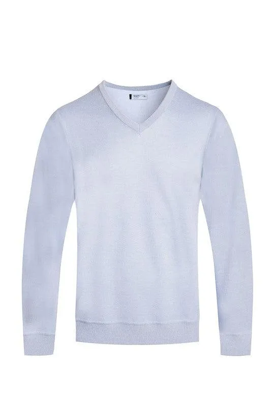 Mens Solid Color V-Neck Sweaters