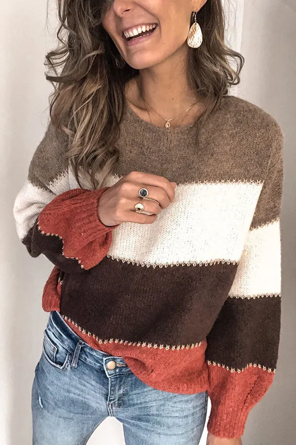 Oversized Comfy Cute Striped Fall Pullover Sweaters For women