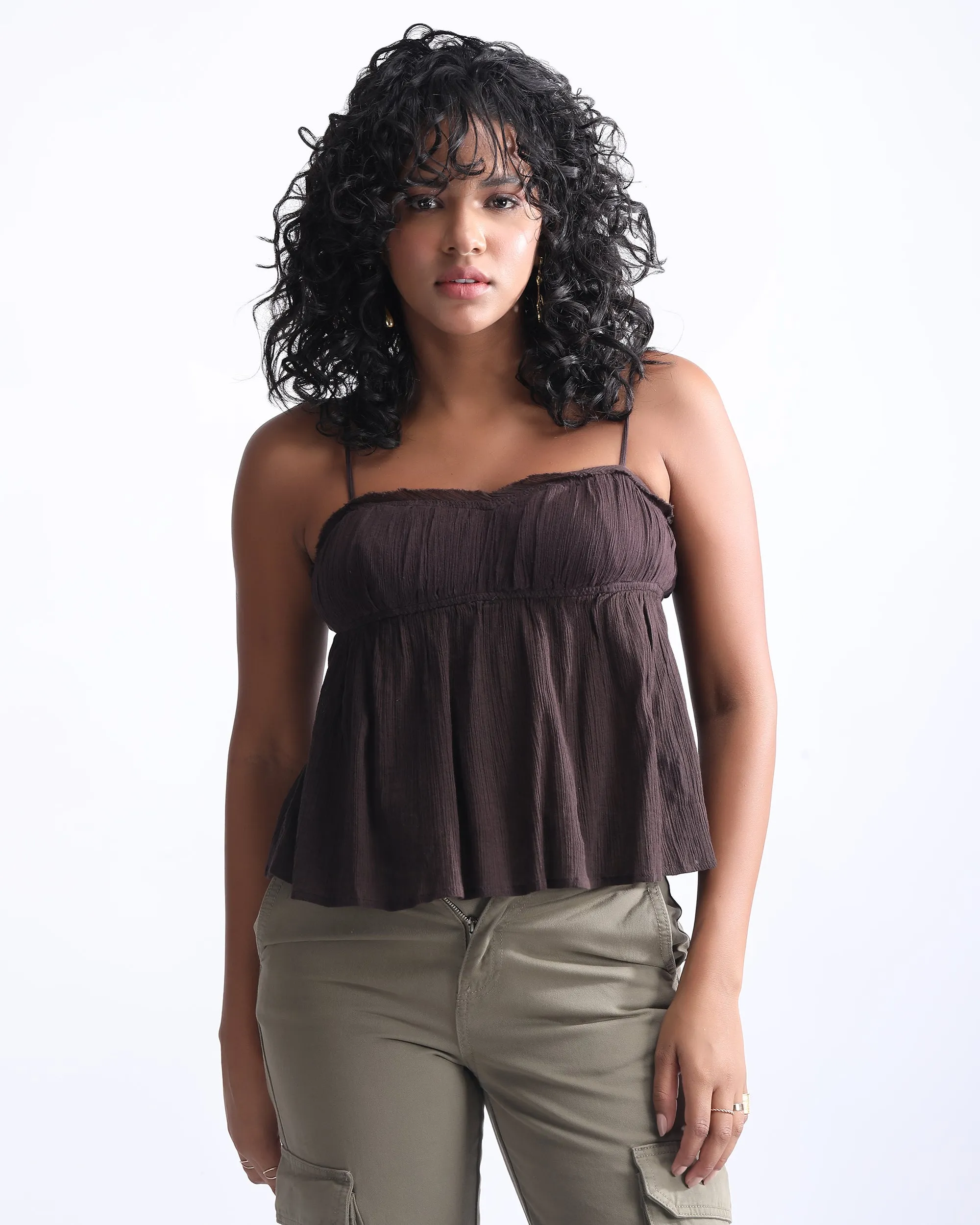 PEPLUM CRINKLED TOP