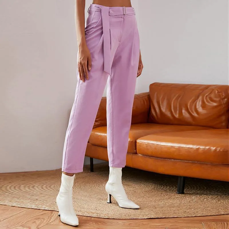 Pleated Belt and Buckle Tailored Pants