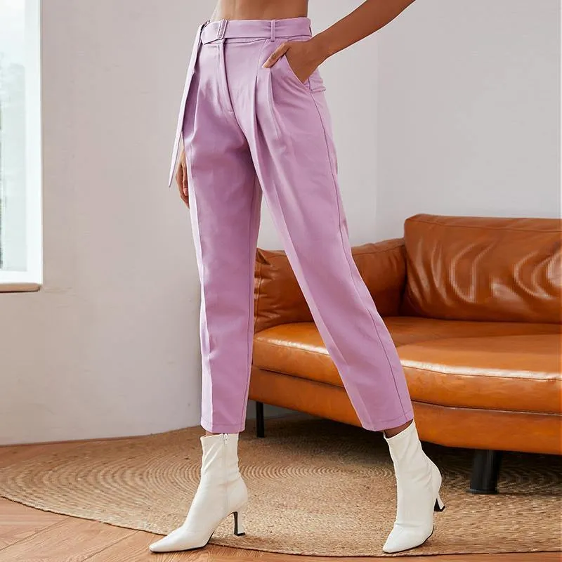 Pleated Belt and Buckle Tailored Pants