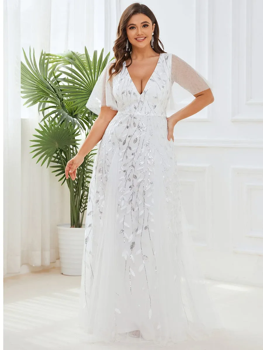 Plus Size Floor Length Formal Evening Gowns for Weddings