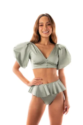 ROSE MINT HIGH RISE PEPLUM SKIRT BIKINI BOTTOM BY SANLIER