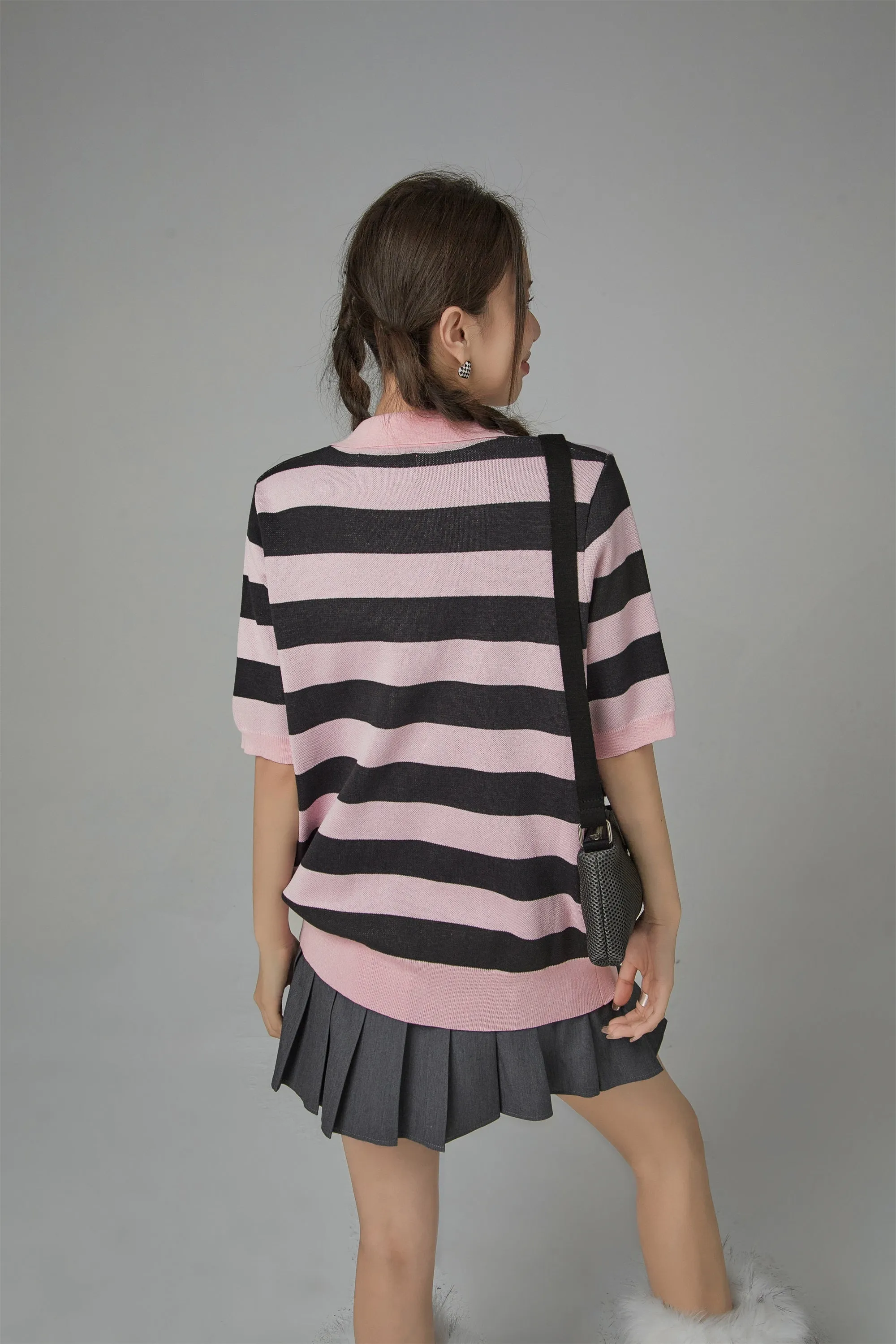 School Is In Session Striped Polo Neck Top