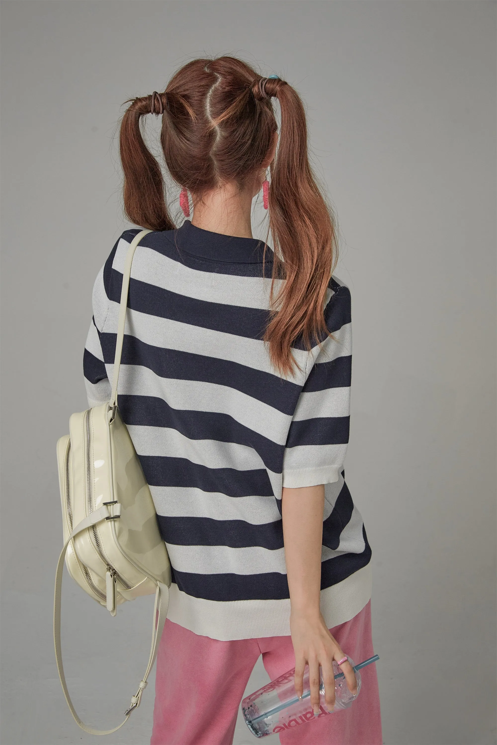 School Is In Session Striped Polo Neck Top