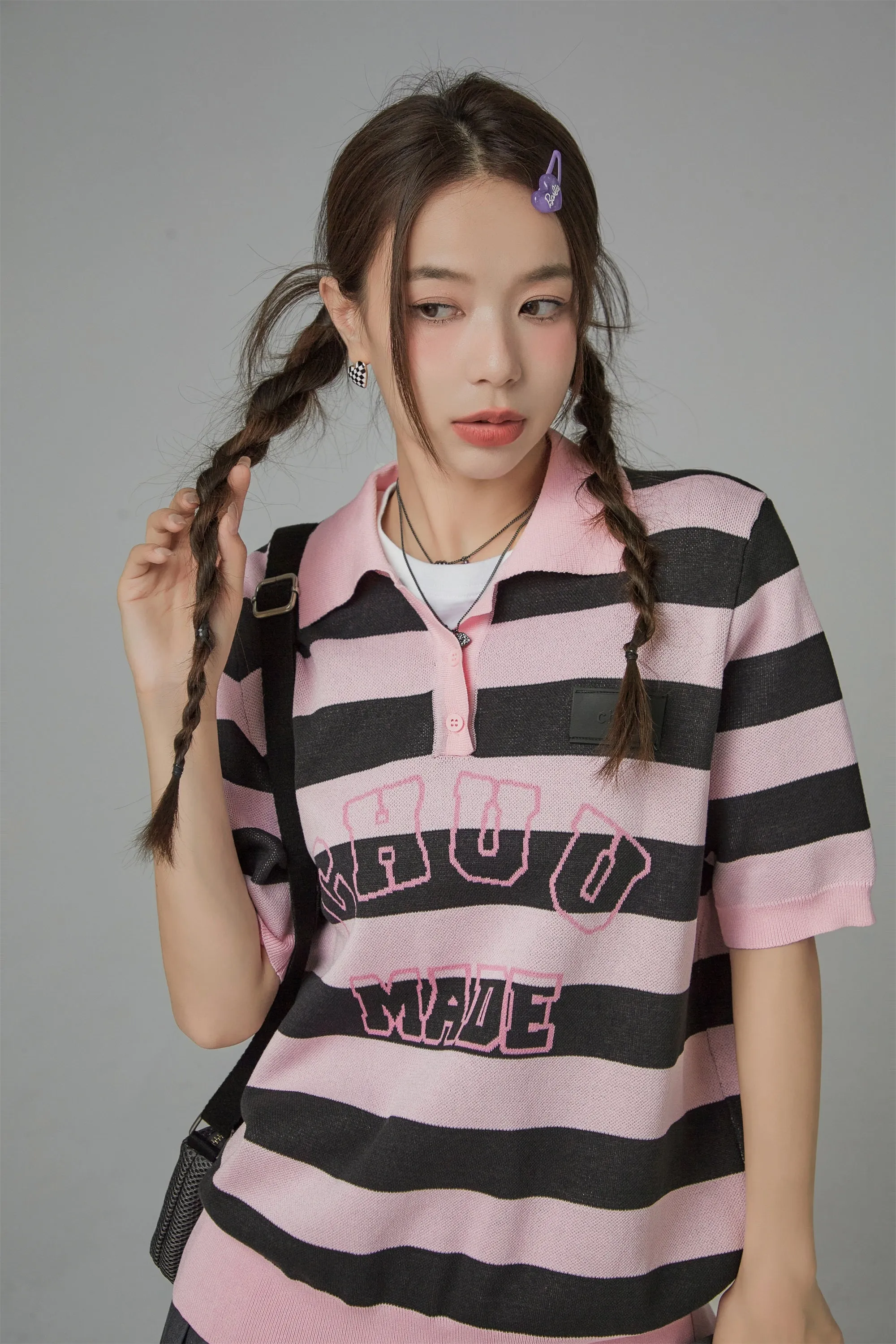 School Is In Session Striped Polo Neck Top