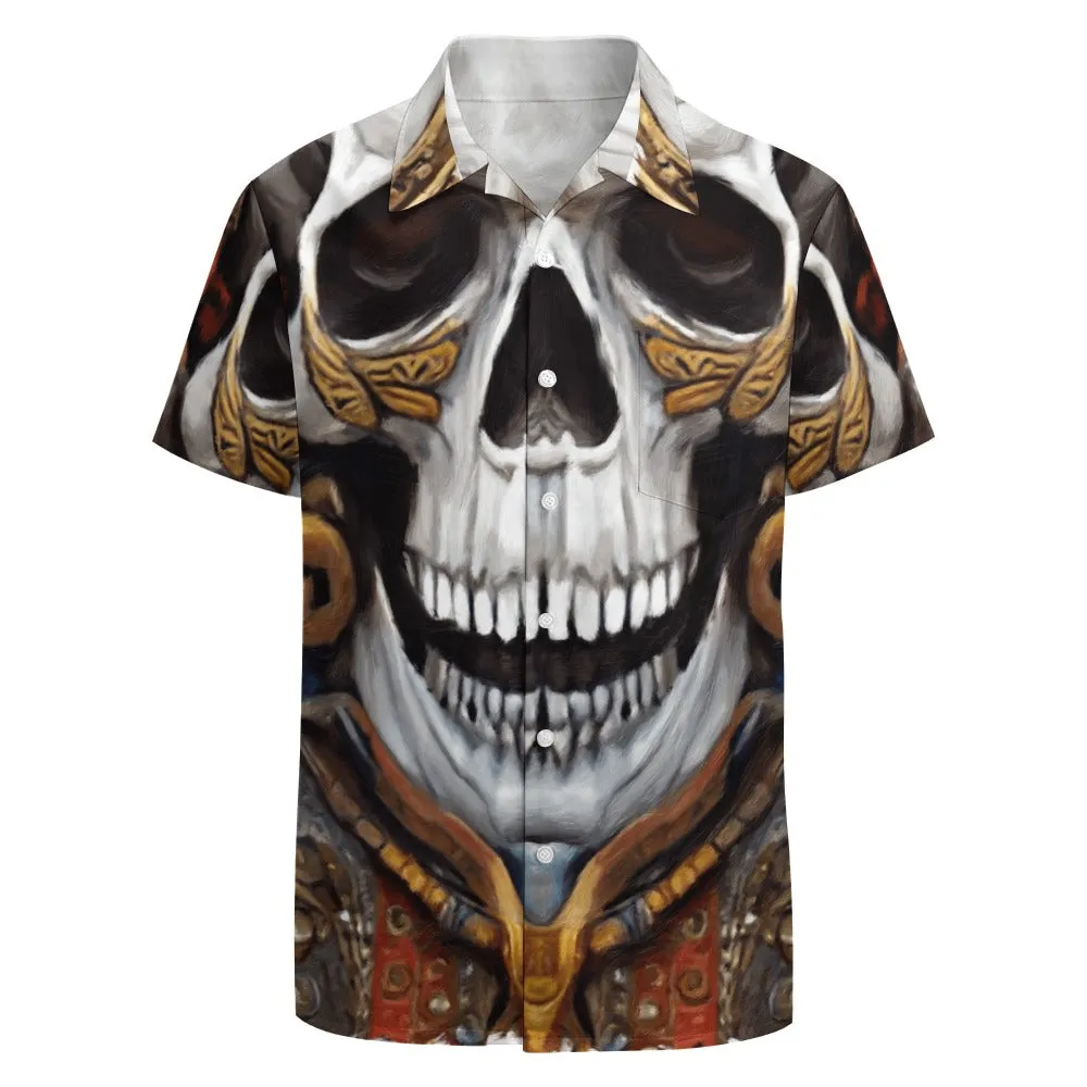 Skull Design Short Sleeve Polyester Shirt