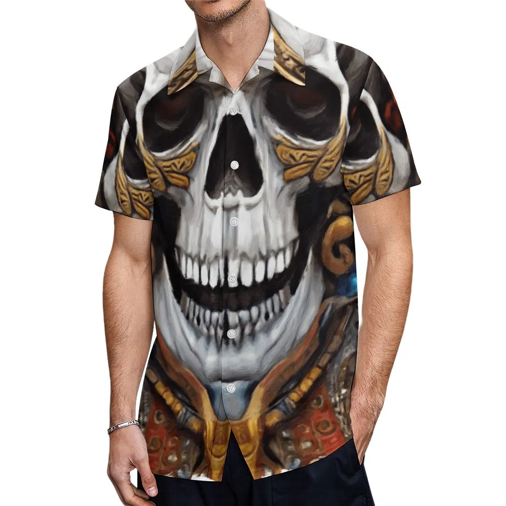 Skull Design Short Sleeve Polyester Shirt