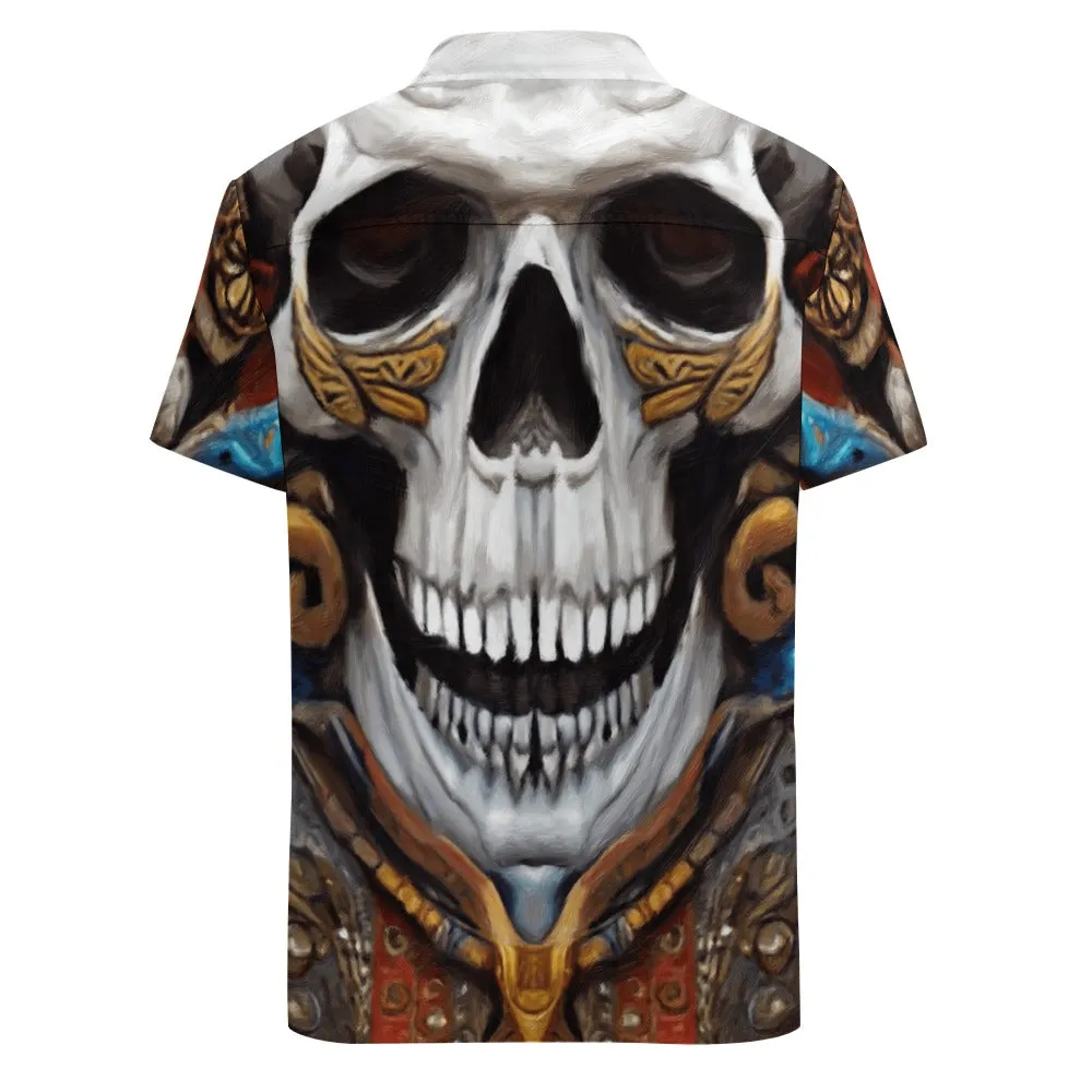 Skull Design Short Sleeve Polyester Shirt